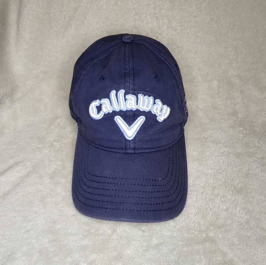 Callaway Golf Mens Navy Blue Cotton Twill Hat Cap Professional Staff